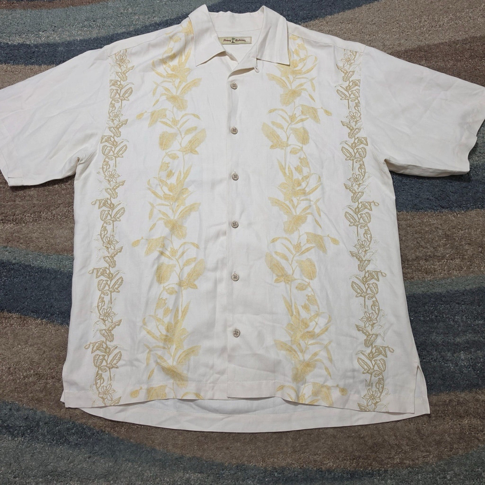 Lot of 3 Tommy Bahama Mens M Silk Linen Rayon Camp Hawaiian Shirts Tropical - Picture 2 of 16